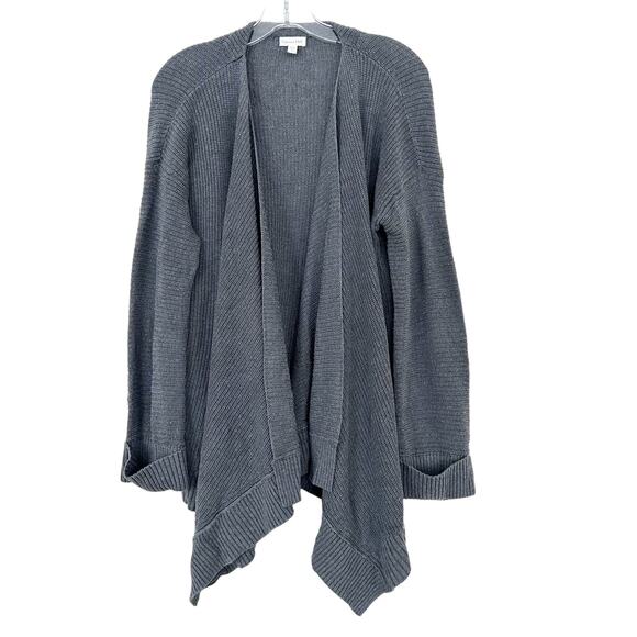 Garnet Hill Gray Merino Wool Blend Knit Open Front Cardigan S - Picture 1 of 5